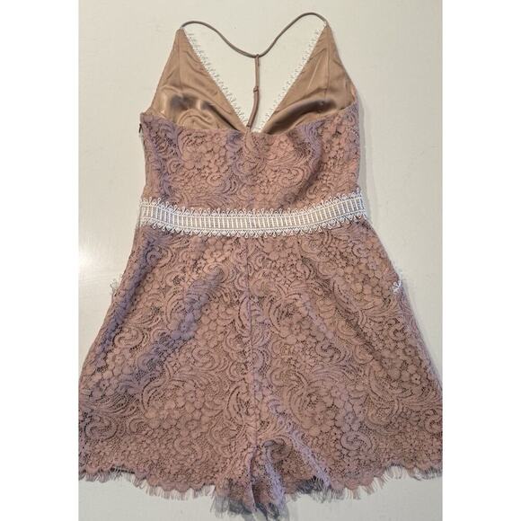 Stylestalker Size Small Pink Lace Romper Plunge Pockets Coquette Romantic Boho - Picture 2 of 8